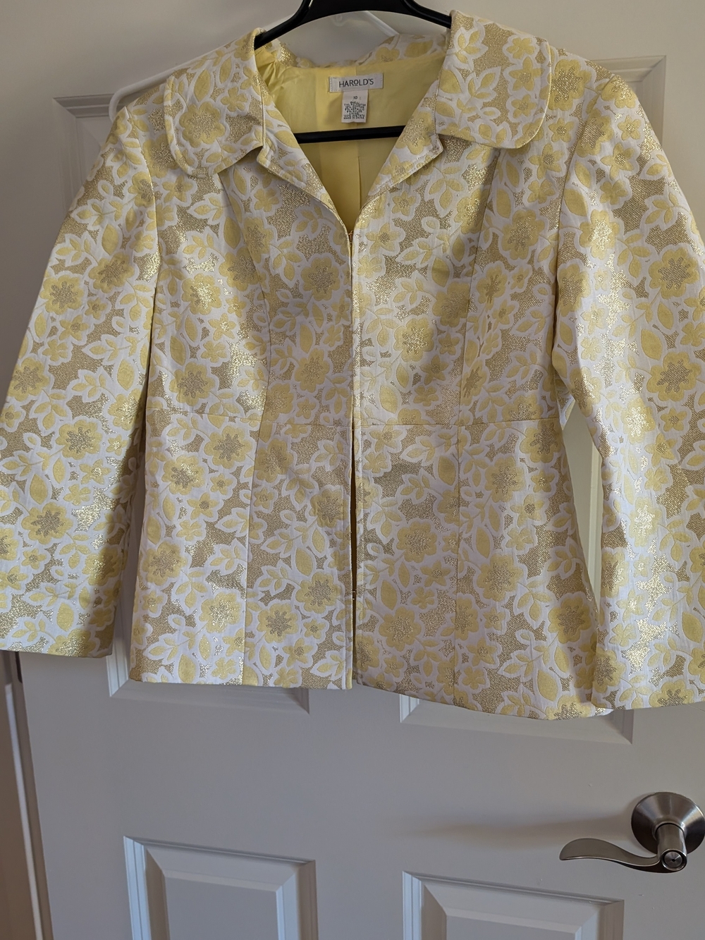 Harrods Pale Yellow Floral Brocade Jacket
